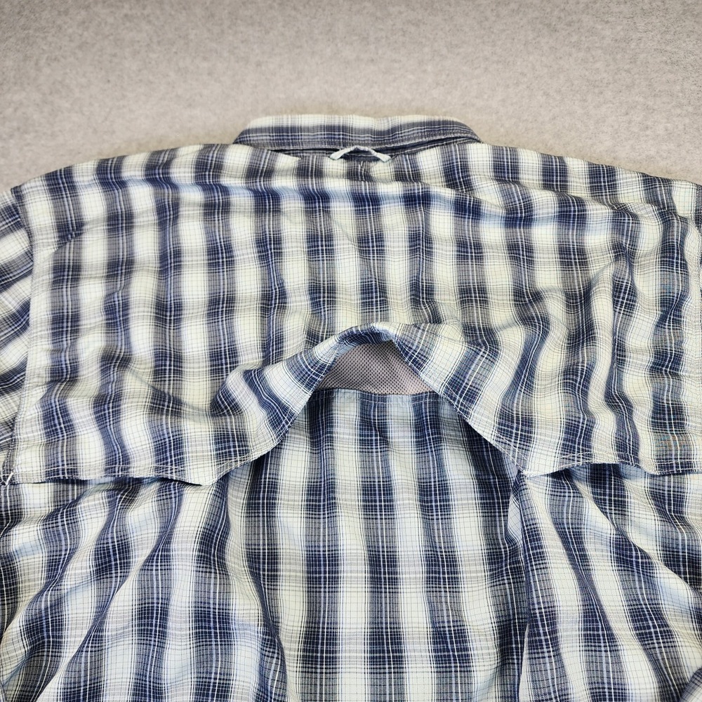 Simms Fishing Shirt Mens XXL 2XL Button Pearl Snap Plaid Vented Long Sleeve Gray - Picture 5 of 10